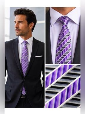 KENNETH ROBERTS Platinum Purple Print Silk Men’s Tie